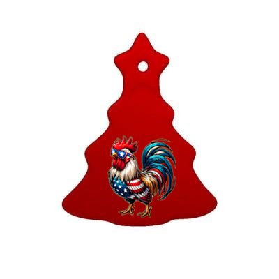 American Chicken Ceramic Tree Ornament