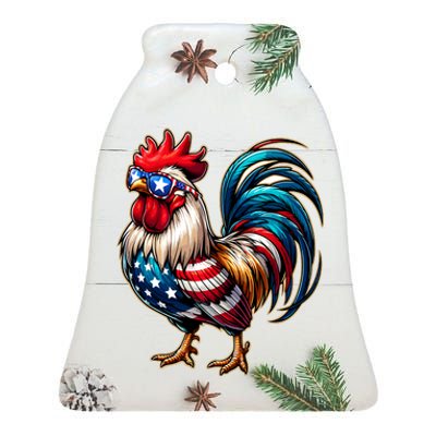 American Chicken Ceramic Bell Ornament