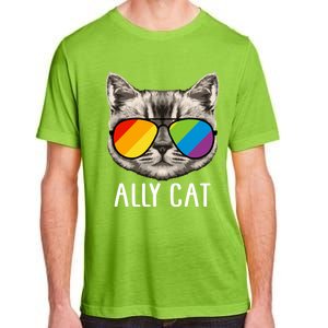 Ally Ca Ally Cat Lgbtq+ Lgbt Flag Lgbt Ally Cat Gift Adult ChromaSoft Performance T-Shirt