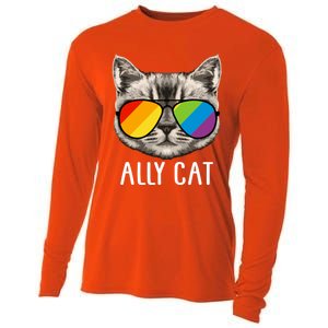 Ally Ca Ally Cat Lgbtq+ Lgbt Flag Lgbt Ally Cat Gift Cooling Performance Long Sleeve Crew