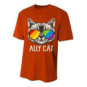 Ally Ca Ally Cat Lgbtq+ Lgbt Flag Lgbt Ally Cat Gift Performance Sprint T-Shirt