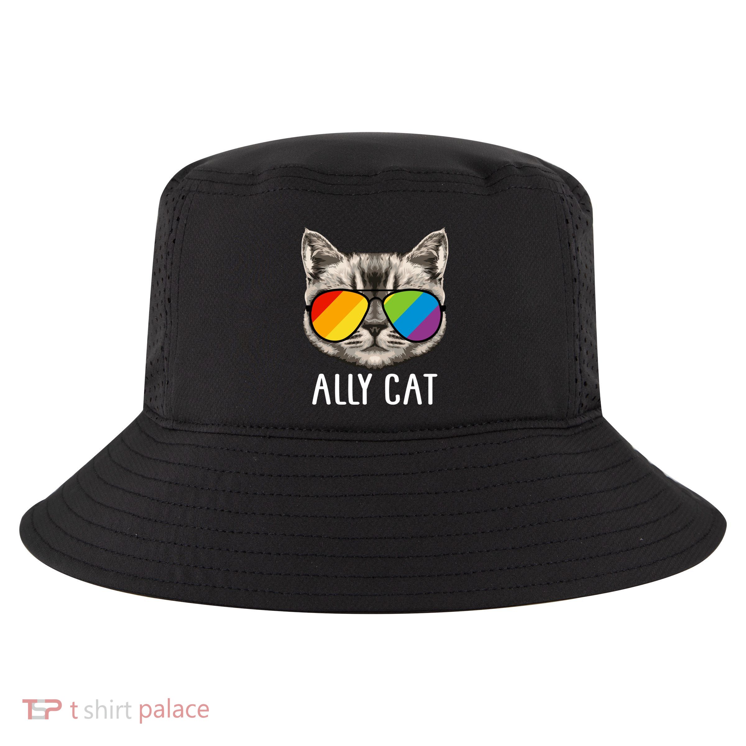Ally Ca Ally Cat Lgbtq+ Lgbt Flag Lgbt Ally Cat Gift Cool Comfort Performance Bucket Hat