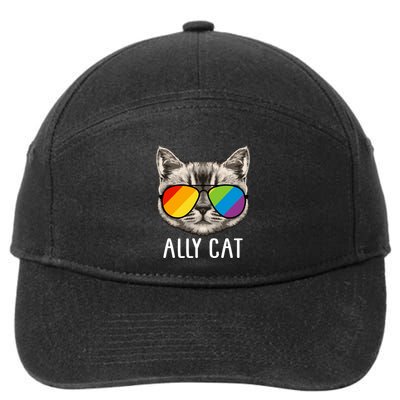 Ally Ca Ally Cat Lgbtq+ Lgbt Flag Lgbt Ally Cat Gift 7-Panel Snapback Hat