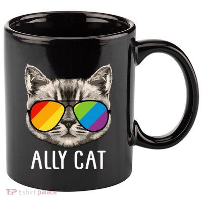 Ally Ca Ally Cat Lgbtq+ Lgbt Flag Lgbt Ally Cat Gift 11oz C Handle Ceramic Mug