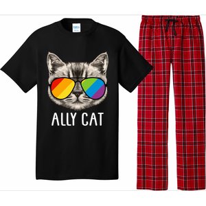 Ally Ca Ally Cat Lgbtq+ Lgbt Flag Lgbt Ally Cat Gift Pajama Set