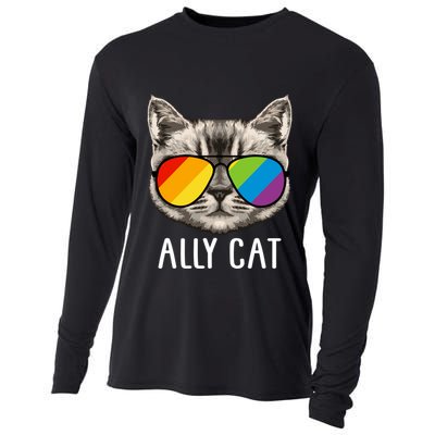 Ally Ca Ally Cat Lgbtq+ Lgbt Flag Lgbt Ally Cat Gift Cooling Performance Long Sleeve Crew