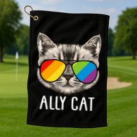 Ally Ca Ally Cat Lgbtq+ Lgbt Flag Lgbt Ally Cat Gift Golf Towel