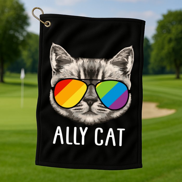 Ally Ca Ally Cat Lgbtq+ Lgbt Flag Lgbt Ally Cat Gift Golf Towel