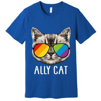 Ally Ca Ally Cat Lgbtq+ Lgbt Flag Lgbt Ally Cat Gift Premium T-Shirt