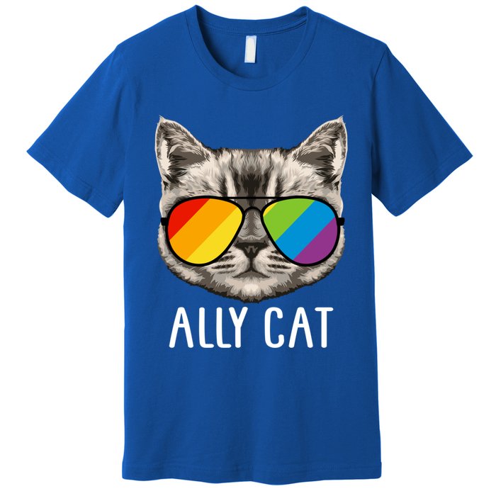 Ally Ca Ally Cat Lgbtq+ Lgbt Flag Lgbt Ally Cat Gift Premium T-Shirt