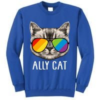 Ally Ca Ally Cat Lgbtq+ Lgbt Flag Lgbt Ally Cat Gift Tall Sweatshirt