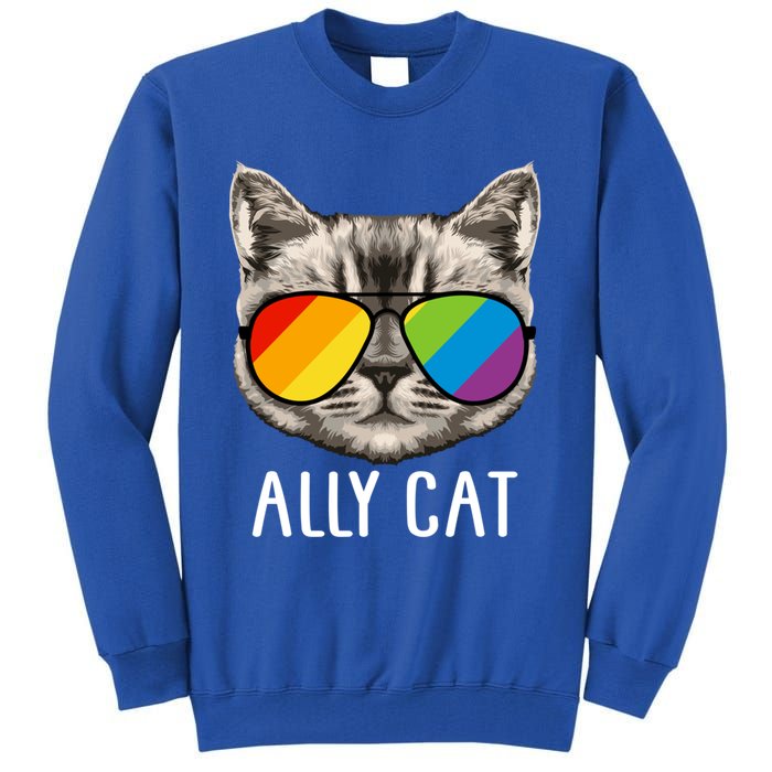 Ally Ca Ally Cat Lgbtq+ Lgbt Flag Lgbt Ally Cat Gift Tall Sweatshirt