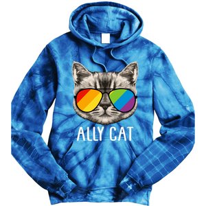 Ally Ca Ally Cat Lgbtq+ Lgbt Flag Lgbt Ally Cat Gift Tie Dye Hoodie