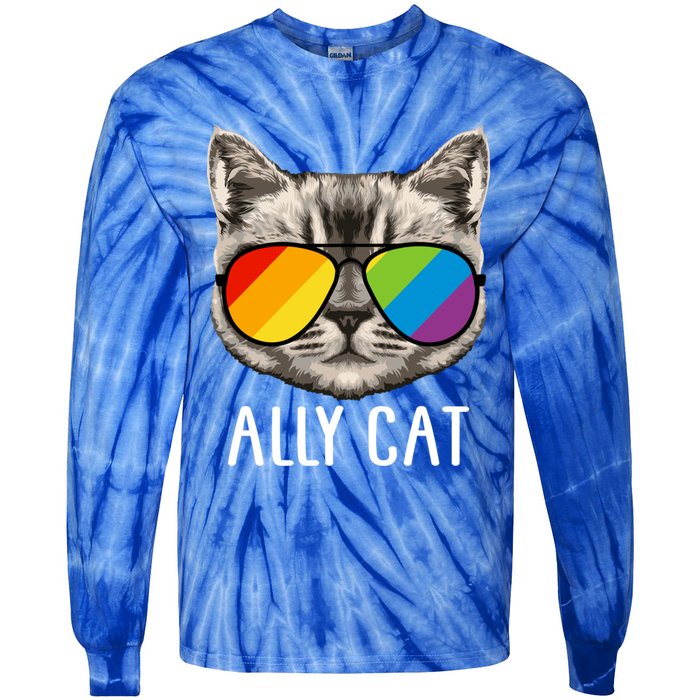 Ally Ca Ally Cat Lgbtq+ Lgbt Flag Lgbt Ally Cat Gift Tie-Dye Long Sleeve Shirt