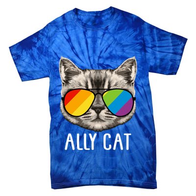 Ally Ca Ally Cat Lgbtq+ Lgbt Flag Lgbt Ally Cat Gift Tie-Dye T-Shirt
