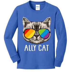 Ally Ca Ally Cat Lgbtq+ Lgbt Flag Lgbt Ally Cat Gift Kids Long Sleeve Shirt