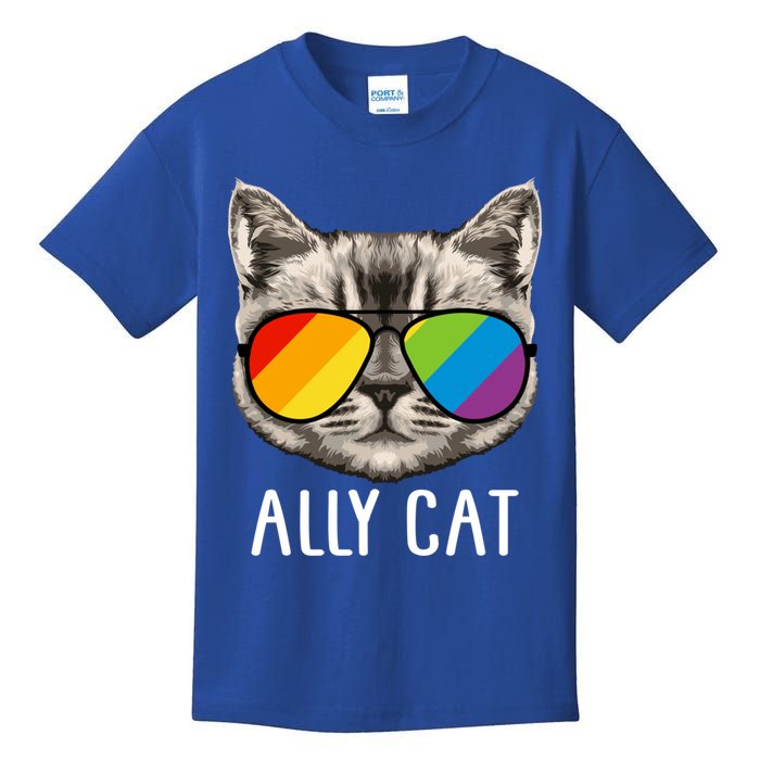 Ally Ca Ally Cat Lgbtq+ Lgbt Flag Lgbt Ally Cat Gift Kids T-Shirt