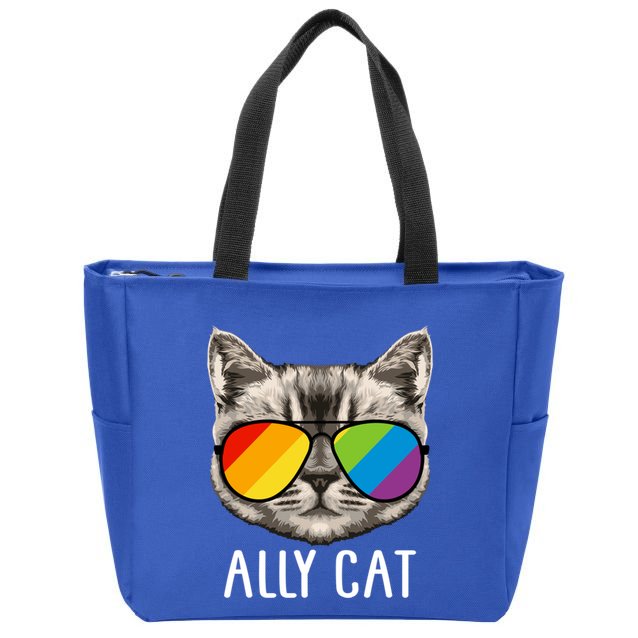 Ally Ca Ally Cat Lgbtq+ Lgbt Flag Lgbt Ally Cat Gift Zip Tote Bag