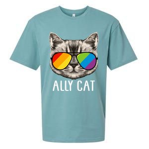 Ally Ca Ally Cat Lgbtq+ Lgbt Flag Lgbt Ally Cat Gift Sueded Cloud Jersey T-Shirt