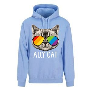 Ally Ca Ally Cat Lgbtq+ Lgbt Flag Lgbt Ally Cat Gift Unisex Surf Hoodie