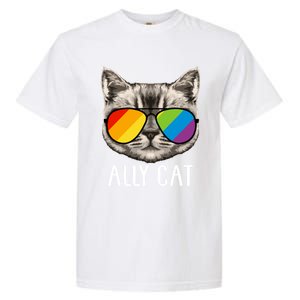 Ally Ca Ally Cat Lgbtq+ Lgbt Flag Lgbt Ally Cat Gift Garment-Dyed Heavyweight T-Shirt