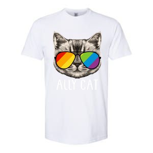 Ally Ca Ally Cat Lgbtq+ Lgbt Flag Lgbt Ally Cat Gift Softstyle CVC T-Shirt