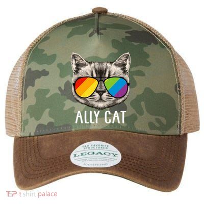 Ally Ca Ally Cat Lgbtq+ Lgbt Flag Lgbt Ally Cat Cute Gift Legacy Tie Dye Trucker Hat