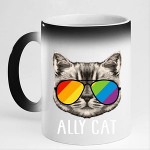 Ally Ca Ally Cat Lgbtq+ Lgbt Flag Lgbt Ally Cat Cute Gift 11oz Black Color Changing Mug