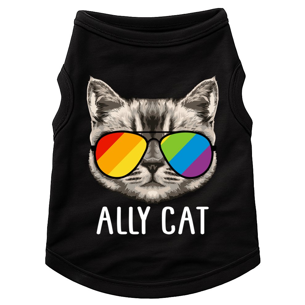 Ally Ca Ally Cat Lgbtq+ Lgbt Flag Lgbt Ally Cat Cute Gift Doggie Tank