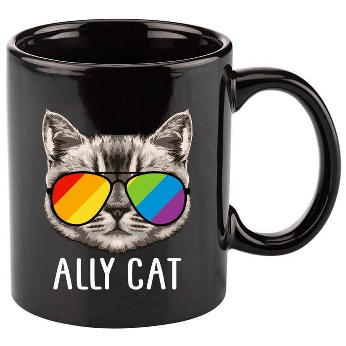 Ally Ca Ally Cat Lgbtq+ Lgbt Flag Lgbt Ally Cat Cute Gift 11oz C Handle Ceramic Mug