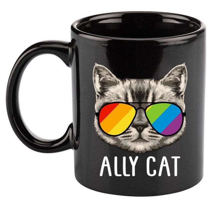 Ally Ca Ally Cat Lgbtq+ Lgbt Flag Lgbt Ally Cat Cute Gift 11oz C Handle Ceramic Mug