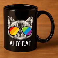 Ally Ca Ally Cat Lgbtq+ Lgbt Flag Lgbt Ally Cat Cute Gift 11oz C Handle Ceramic Mug