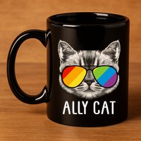 Ally Ca Ally Cat Lgbtq+ Lgbt Flag Lgbt Ally Cat Cute Gift 11oz C Handle Ceramic Mug