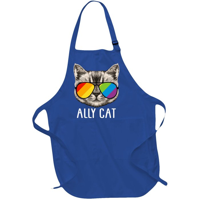 Ally Ca Ally Cat Lgbtq+ Lgbt Flag Lgbt Ally Cat Cute Gift Full-Length Apron With Pockets