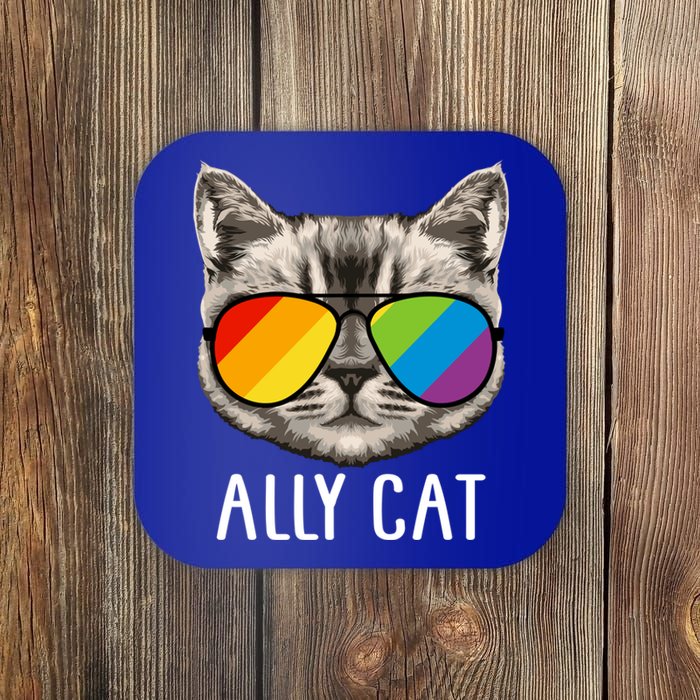 Ally Ca Ally Cat Lgbtq+ Lgbt Flag Lgbt Ally Cat Cute Gift Coaster