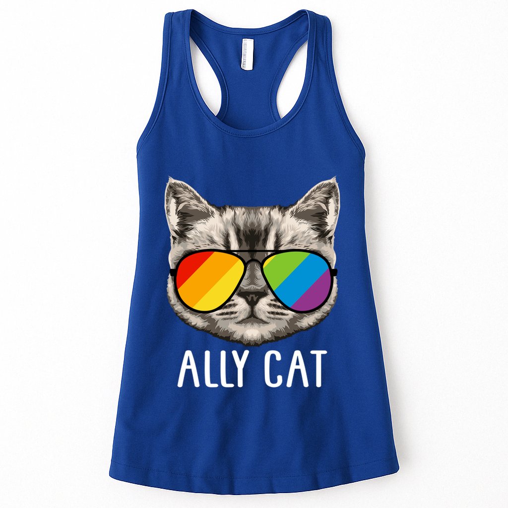 Ally Ca Ally Cat Lgbtq+ Lgbt Flag Lgbt Ally Cat Cute Gift Womens Tank Top