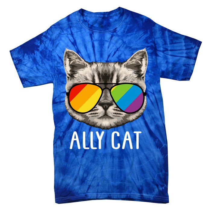 Ally Ca Ally Cat Lgbtq+ Lgbt Flag Lgbt Ally Cat Cute Gift Tie-Dye T-Shirt