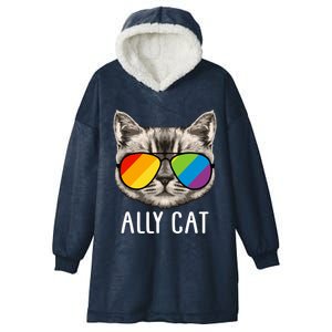 Ally Ca Ally Cat Lgbtq+ Lgbt Flag Lgbt Ally Cat Cute Gift Hooded Wearable Blanket