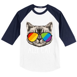 Ally Ca Ally Cat Lgbtq+ Lgbt Flag Lgbt Ally Cat Cute Gift Baseball Sleeve Shirt