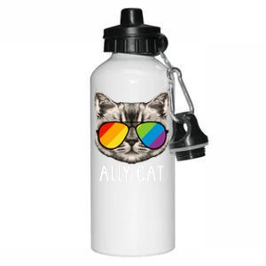 Ally Ca Ally Cat Lgbtq+ Lgbt Flag Lgbt Ally Cat Cute Gift Aluminum Water Bottle