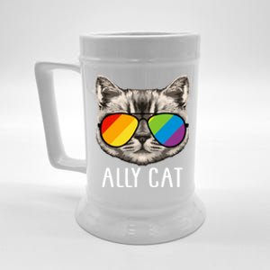 Ally Ca Ally Cat Lgbtq+ Lgbt Flag Lgbt Ally Cat Cute Gift Beer Stein