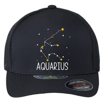 Aquarius Constellation Aquarius Zodiac Sign Birthday Gift Flexfit Unipanel Trucker Cap