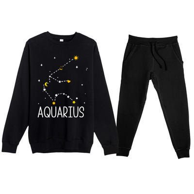 Aquarius Constellation Aquarius Zodiac Sign Birthday Gift Premium Crewneck Sweatsuit Set