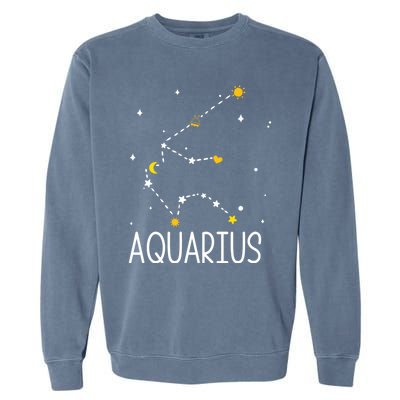 Aquarius Constellation Aquarius Zodiac Sign Birthday Gift Garment-Dyed Sweatshirt