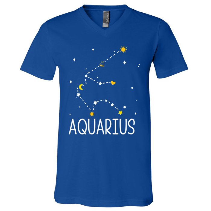 Aquarius Constellation Aquarius Zodiac Sign Birthday Gift V-Neck T-Shirt