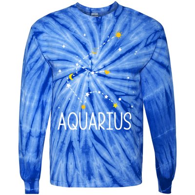 Aquarius Constellation Aquarius Zodiac Sign Birthday Gift Tie-Dye Long Sleeve Shirt