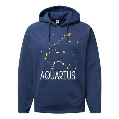 Aquarius Constellation Aquarius Zodiac Sign Birthday Gift Performance Fleece Hoodie