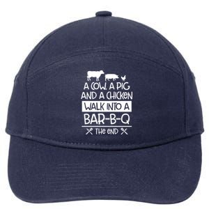 A Cow A Pig And A Chicken Walk Into A Bar B Q The End BBQ 7-Panel Snapback Hat