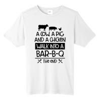 A Cow A Pig And A Chicken Walk Into A Bar B Q The End BBQ Tall Fusion ChromaSoft Performance T-Shirt