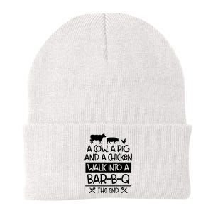 A Cow A Pig And A Chicken Walk Into A Bar B Q The End BBQ Knit Cap Winter Beanie